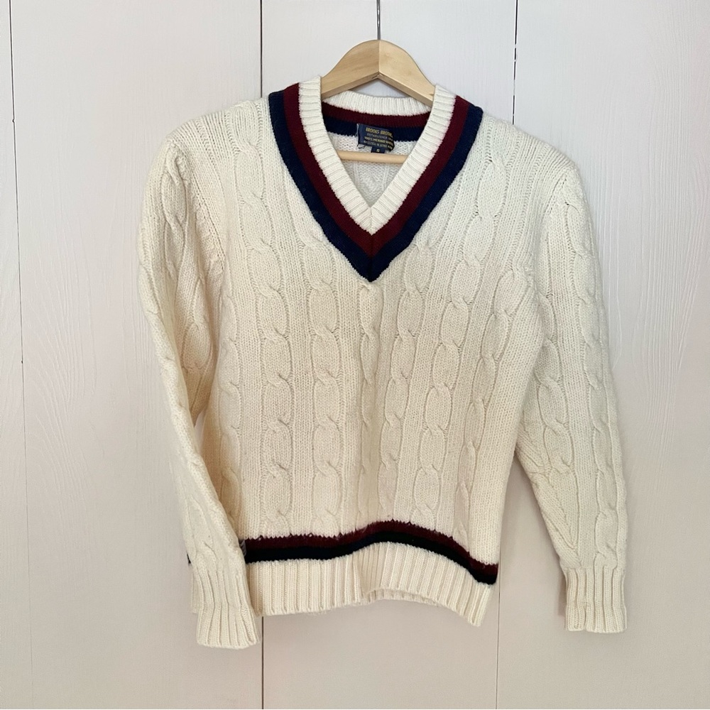 Brooks Brothers Cable Knit Will Tennis Sweater / Cricket Sweater